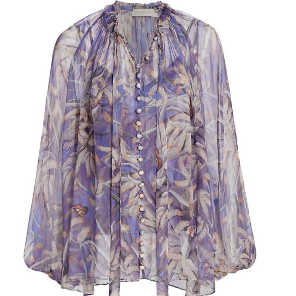 Authentic Zimmermann Wild Botanica Drawn Swing Long Sleeve Swing top